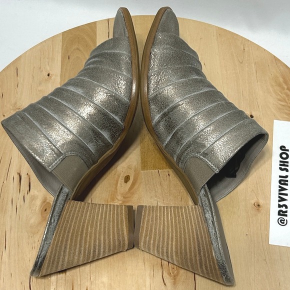 Paul Green Womens Winston Metallic Pleated Leather Open Toe Sandal Mules - 6.5 - Picture 7 of 10